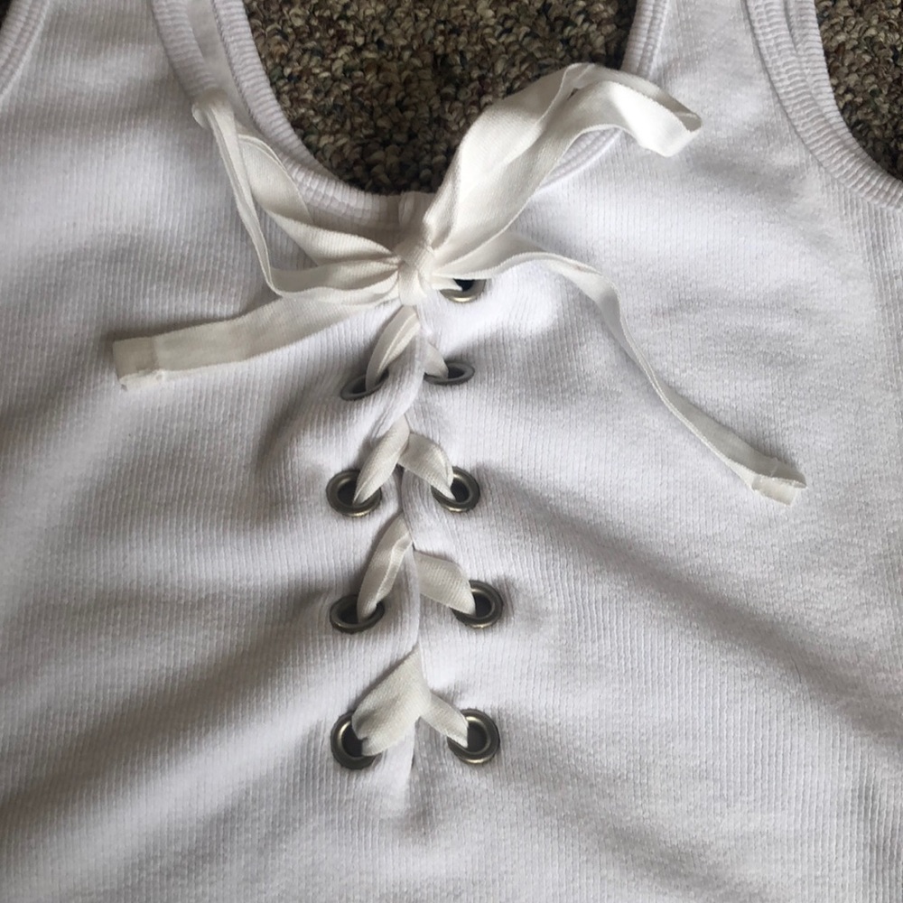 F21 Ribbed Lace Up Bodysuit - Picture 3 of 5
